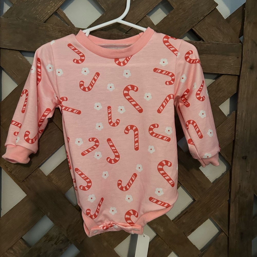 Pink Candy Cane Baby Onesie